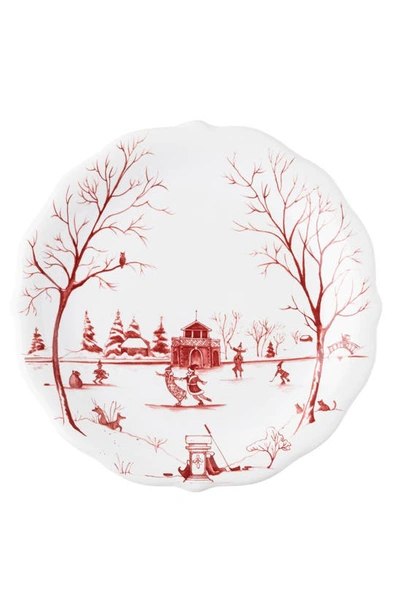 Juliska Country Estate Winter Frolic Ruby Mr And Mrs Claus Party Plates In Ruby