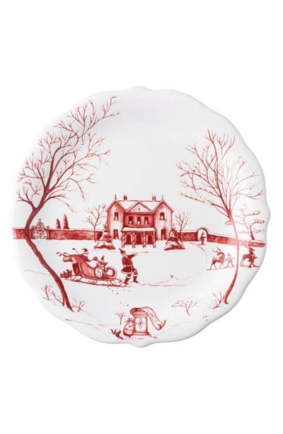 Juliska Country Estate Winter Frolic Ruby Mr And Mrs Claus Party Plates In Ruby