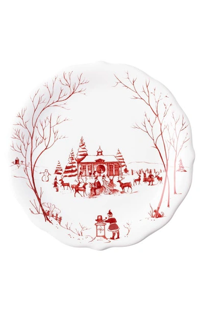 Juliska Country Estate Winter Frolic Ruby Mr And Mrs Claus Party Plates In Ruby