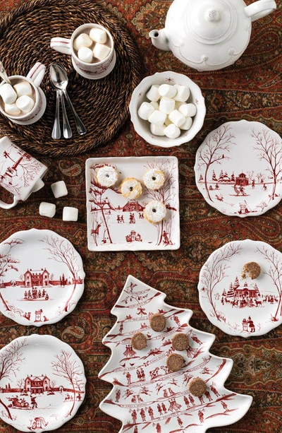 Juliska Country Estate Winter Frolic Ruby Mr And Mrs Claus Party Plates In Ruby