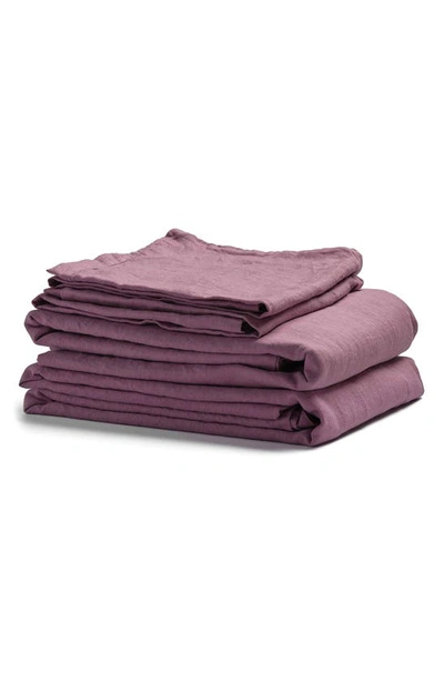 Shop Piglet In Bed Linen Duvet Cover & Bedding Set In Raspberry