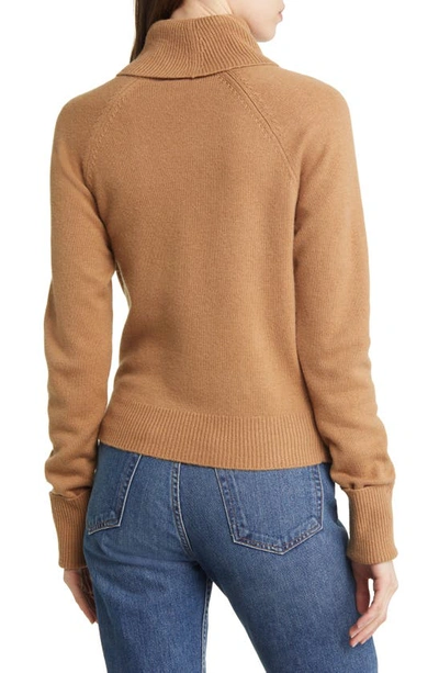 Shop Paige Cherise Wool Blend Cutout Turtleneck Sweater In Toffee Bronze