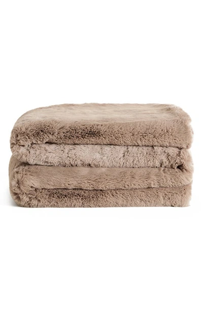 Shop Unhide The Marshmallow 2.0 Medium Faux Fur Throw Blanket In Mocha Sharpei