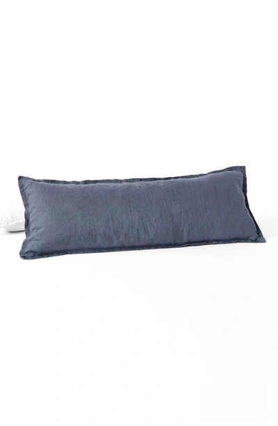 Shop Coyuchi Relaxed Organic Linen Lumbar Pillow Cover In Harbor Blue