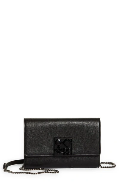 Shop Christian Louboutin Carasky Empire Leather Clutch In Black/ Black