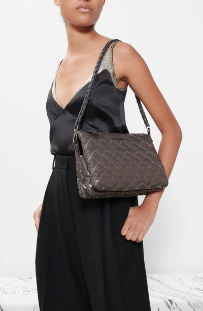 Shop Mz Wallace Large Crosby Pippa Quilted Shoulder Bag In Magnet Sequin