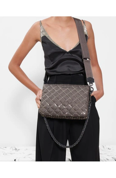 Shop Mz Wallace Large Crosby Pippa Quilted Shoulder Bag In Magnet Sequin