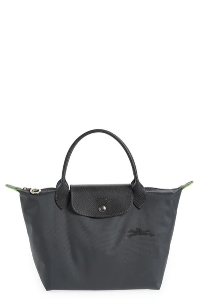 Shop Longchamp Le Pliage Green Recycled Canvas Top Handle Bag In Graphite