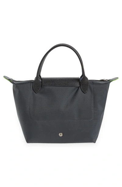 Shop Longchamp Le Pliage Green Recycled Canvas Top Handle Bag In Graphite