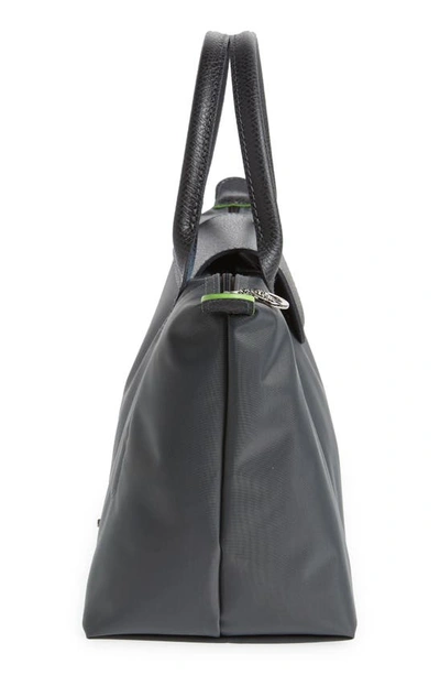 Shop Longchamp Le Pliage Green Recycled Canvas Top Handle Bag In Graphite