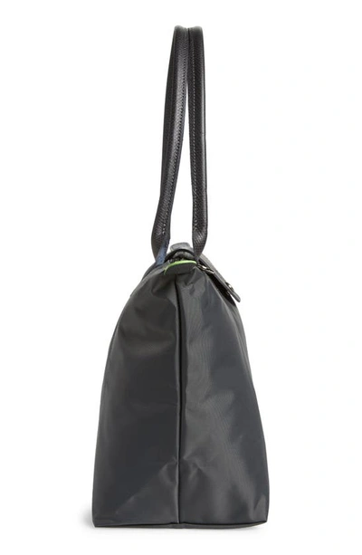 Shop Longchamp Medium Le Pliage Green Recycled Canvas Shoulder Tote Bag In Graphite