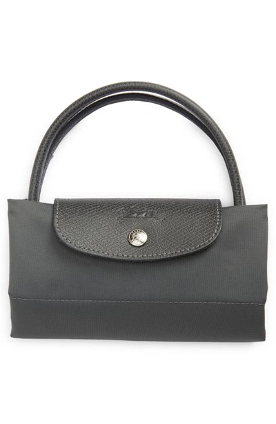 Shop Longchamp Le Pliage Green Recycled Canvas Top Handle Bag In Graphite