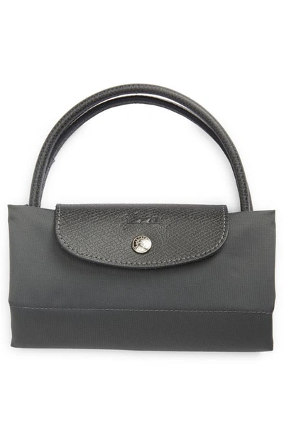 Longchamp Small Le Pliage Green Top Handle Bag In Graphite
