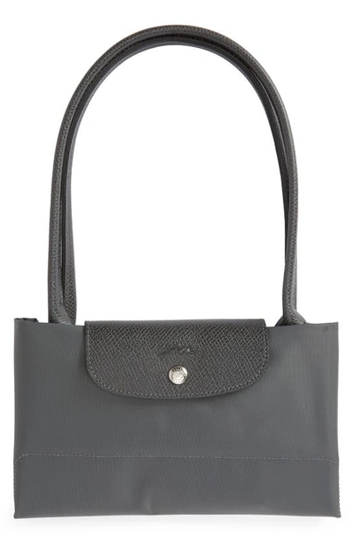 Shop Longchamp Le Pliage Green Recycled Canvas Large Shoulder Tote In Graphite