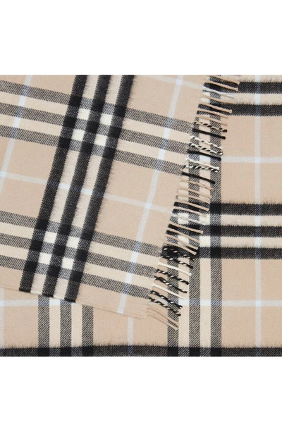 Shop Burberry Exploded Check Cashmere & Wool Baby Blanket In Soft Fawn