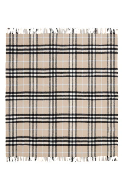 Shop Burberry Exploded Check Cashmere & Wool Baby Blanket In Soft Fawn