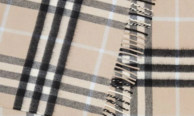 Shop Burberry Exploded Check Cashmere & Wool Baby Blanket In Soft Fawn