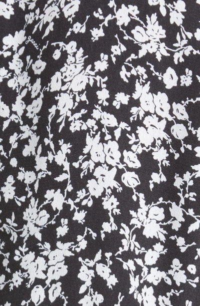 Ganni Printed Crepe Peplum Viscose Blouse In Black