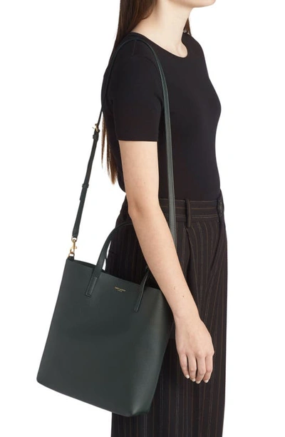 Shop Saint Laurent Toy North/south Leather Tote In 3045 New Vert Fonce