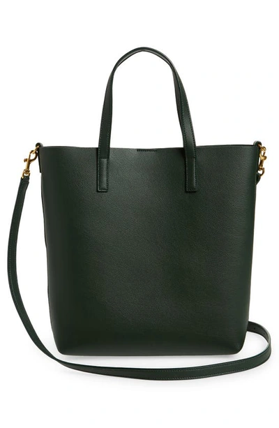 Saint Laurent Toy North/south Leather Tote In 3045 New Vert Fonce