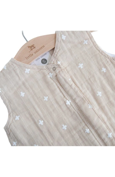 Little Unicorn Cotton Muslin Wearable Blanket In Taupe Cross