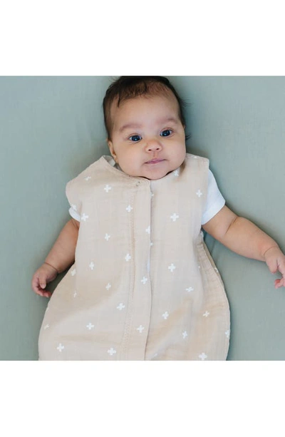 Little Unicorn Cotton Muslin Wearable Blanket In Taupe Cross