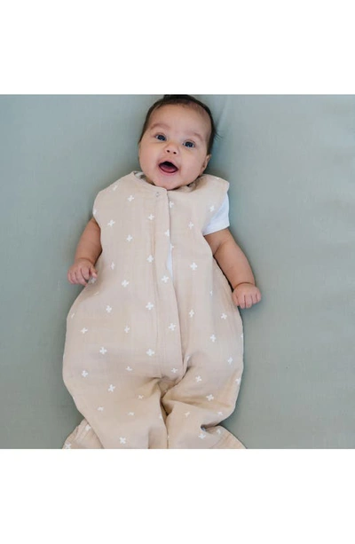 Little Unicorn Cotton Muslin Wearable Blanket In Taupe Cross