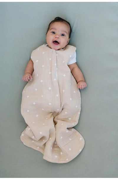 Shop Little Unicorn Cotton Muslin Wearable Blanket In Taupe Cross