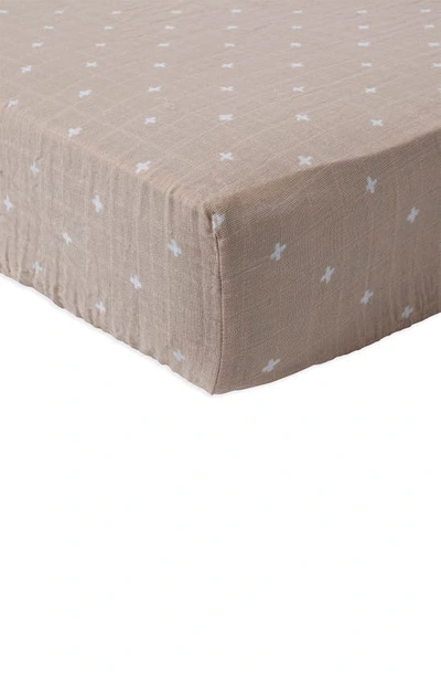 Little Unicorn Cotton Muslin Crib Sheet In Taupe Cross