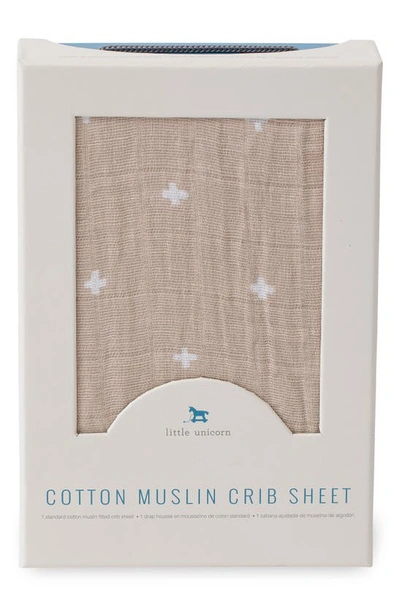Shop Little Unicorn Cotton Muslin Crib Sheet In Taupe Cross