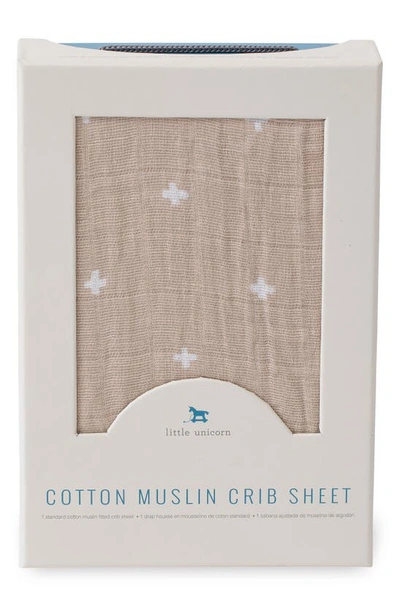 Little Unicorn Cotton Muslin Crib Sheet In Taupe Cross