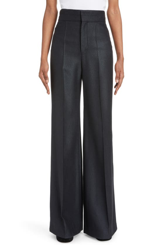 High-rise wool and silk pants