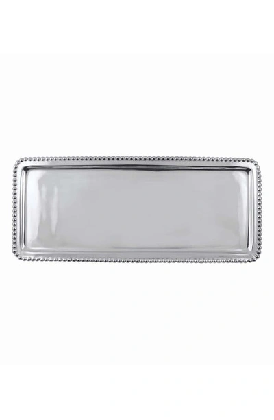 Shop Mariposa Beaded Rectangular Tray In Silver