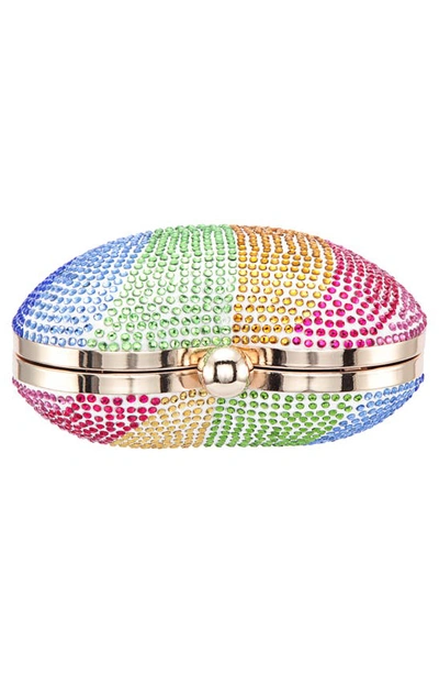 Shop Nina Crystal Embellished Minaudière In Rainbow