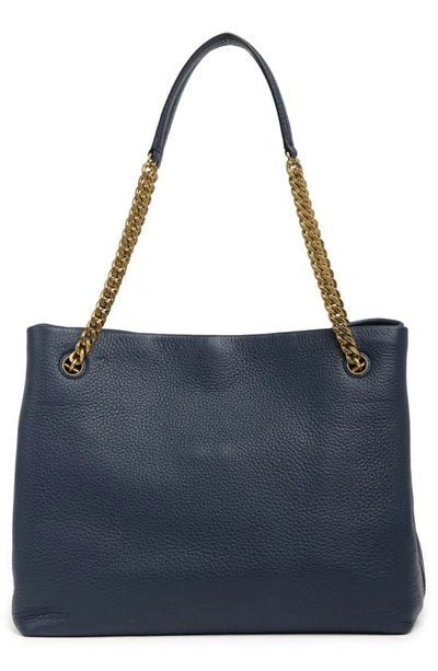 Shop Tory Burch Kira Leather Tote In Royal Navy