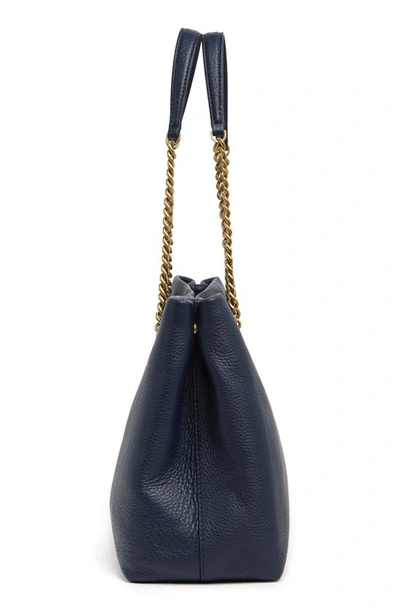 Shop Tory Burch Kira Leather Tote In Royal Navy