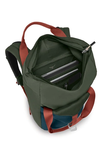 Shop Osprey Arcane™ Recycled Polyester Hybrid Tote Pack In Haybale Green/ Stargazer Blue