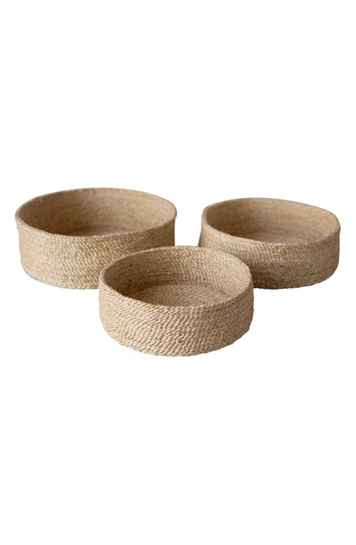 Will And Atlas Set Of 3 Round Jute Tabletop Baskets In Natural