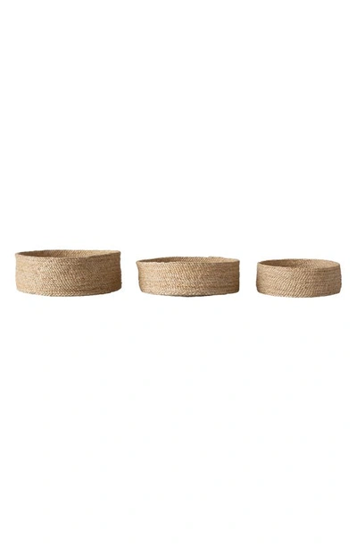 Will And Atlas Set Of 3 Round Jute Tabletop Baskets In Natural