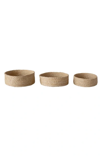 Will And Atlas Set Of 3 Round Jute Tabletop Baskets In Natural