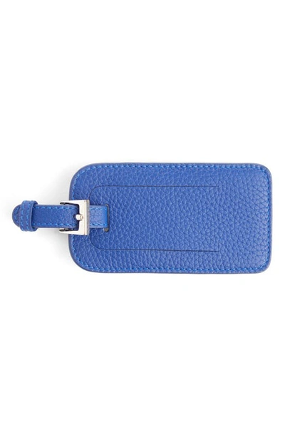 Shop Royce New York Personalized Leather Luggage Tag In Blue Gold Foil