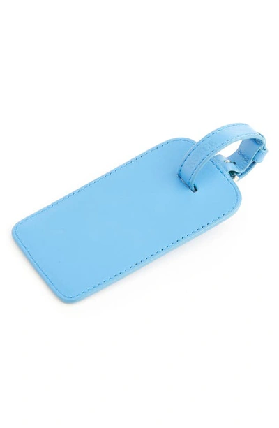 Royce New York Personalized Leather Luggage Tag In Light Blue - Gold Foil