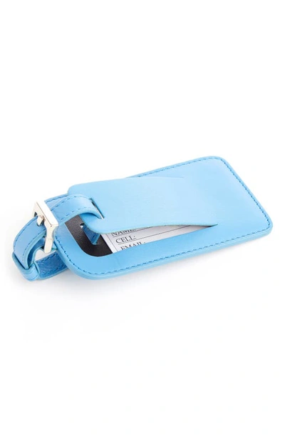 Royce New York Personalized Leather Luggage Tag In Light Blue - Gold Foil