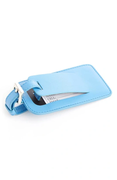 Shop Royce New York Personalized Leather Luggage Tag In Light Blue - Silver Foil
