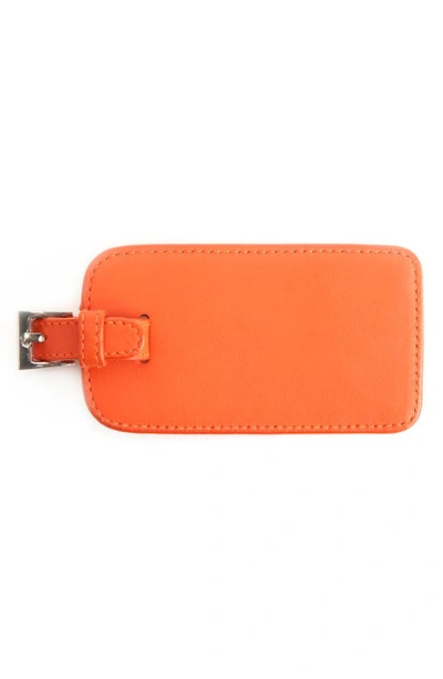 Royce New York Personalized Leather Luggage Tag In Orange - Gold Foil