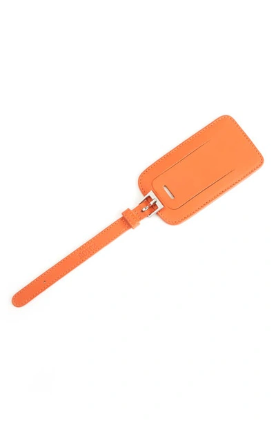 Royce New York Personalized Leather Luggage Tag In Orange - Gold Foil