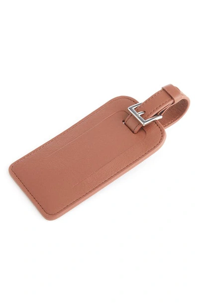 Royce New York Personalized Leather Luggage Tag In Tan- Deboss