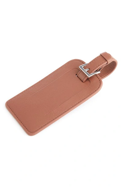 Shop Royce New York Personalized Leather Luggage Tag In Tan- Gold Foil