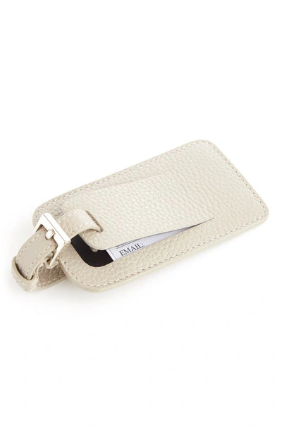 Shop Royce New York Personalized Leather Luggage Tag In Taupe - Silver Foil