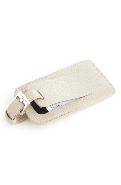 Royce New York Personalized Leather Luggage Tag In Taupe - Deboss